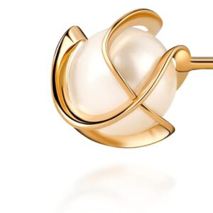 Barzel 18K Gold Plated Caged Pearl Stud Earrings, 6MM - Made...