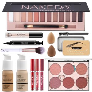 12-Color Pro Makeup Kit for Women - Eyeshadow, Foundation, L...