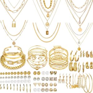 NEWITIN 69 Pieces Gold Jewelry Set for Women Fashion Costume...