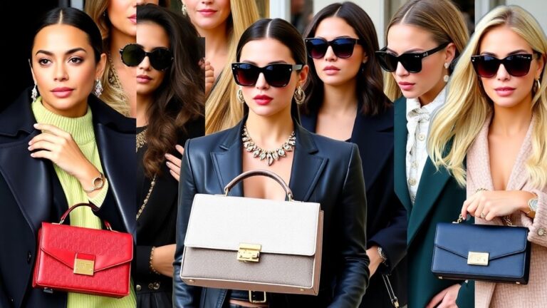 Celebrities wearing trendy fashion pieces and accessories.