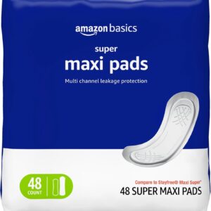 Amazon Basics Maxi Pads For Periods- Thick, Super Absorbency...