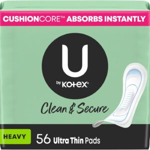 U by Kotex Ultra Thin Pads, Clean & Secure, Heavy Absorbency...