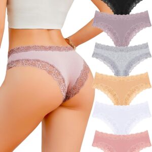 FINETOO Cotton Underwear for Women Sexy Panties Lace Hipster...