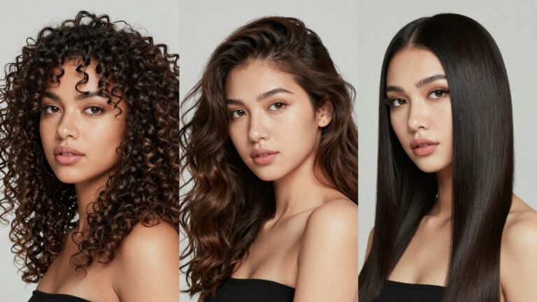 Women with curly, wavy, and straight hair