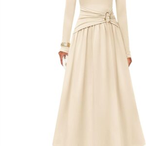 MEROKEETY Women’s 2025 Fall Long Sleeve Midi Dress Elegant B…