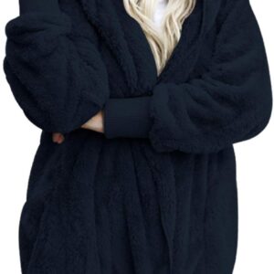 Dokotoo Womens 2025 Winter Long Sleeve Solid Fuzzy Fleece Op…