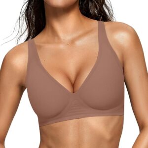 OEAK Womens Deep V Bras Wireless Comfortable Bra Supportive …