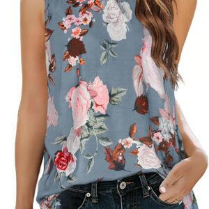 Women Summer Tops Sleeveless Tank Floral Casual Cute Loose F…