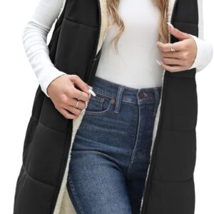 Womens Fall Long Vest – Sleeveless Fleece Lined Coats Sherpa…