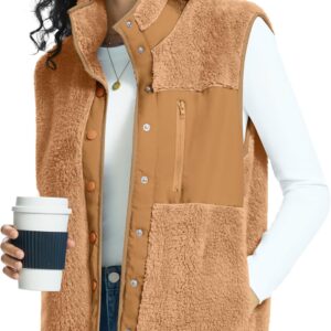 Rapbin Vests for Women Lightweight Stand Collar Sherpa Fuzzy…