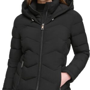 Calvin Klein womens Stretch Fabric Puffer Jacket With Hood –…
