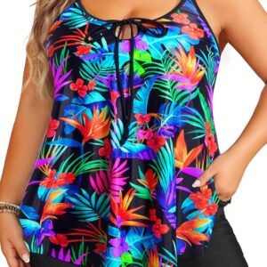 Daci Women Plus Size Tankini Swimsuit – 2 Piece Flowy Plus S…